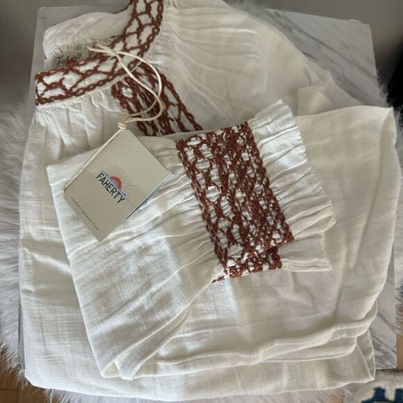 Faherty Arles Embroidered Long Sleeve Top, Renaissance, Beige, Small (4/6), NWT - Picture 12 of 16